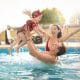 Family in vacation rental swimming pool